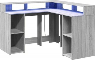 vidaXL Vidaxl - Escritorio con led madera ingeniería gris sonoma 130x130x91cm