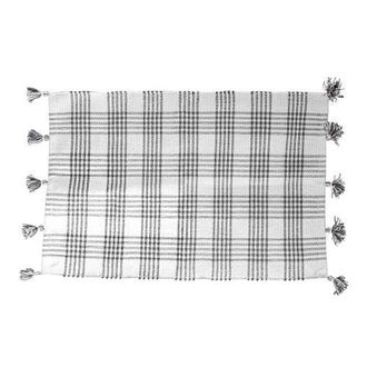 Foreside Home And Garden 2x3 Gray Plaid Pattern Tassel Rug at Nordstrom, Size Medium