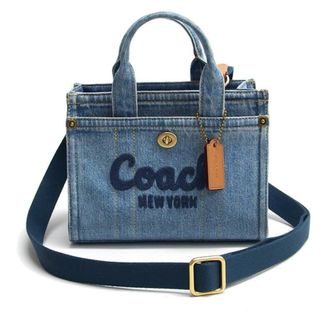 Coach Blue Brown Denim Leather Fabric Tote Bag (Pre-Owned)