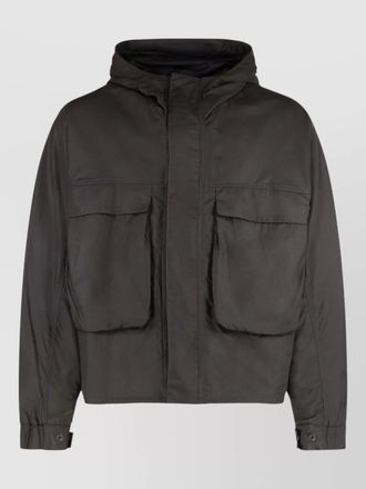 Christophe Lemaire nylon hooded jacket button cuffs pockets