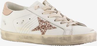 Golden Goose Niedrige Sneakers mit Glitterstern Super-Star