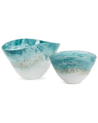 Tozai Home Set Of 2 Seafoam Bowls