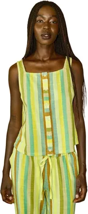 Ace & Jig Anu Button-up Square Neck Tank Top in Wave at Nordstrom, Size Xx-Small