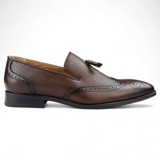 Infinity Leather Bruine instappers met kwastjes voor heren