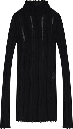 Yang Li BLACK GRUNGE HIGH NECK TURTLENECK SWEATER