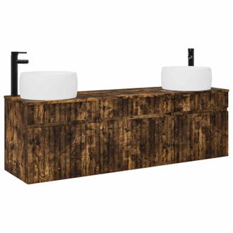 vidaXL Juego De Muebles De Ba&ntilde;o 3 Uds. Roble Ahumado 49 X 44,5 X 66 Cm Vidaxl