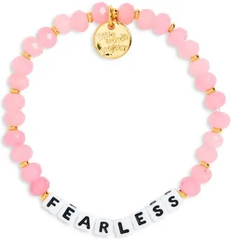 Little Words Project Fearless Urban Armor Beaded Stretch Bracelet in White at Nordstrom, Size Small/medium