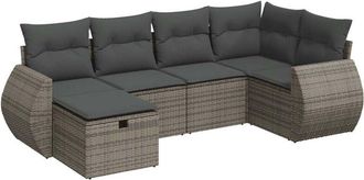 vidaXL Set De Muebles De Jard&iacute;n 6 Pzas Y Cojines Rat&aacute;n Sint&eacute;tico Gris Vidaxl