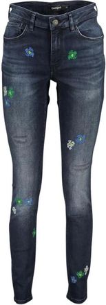 Desigual Floral Skinny Jeans - Dames - Jeans - Blauw - Maat: 3XS Katoen