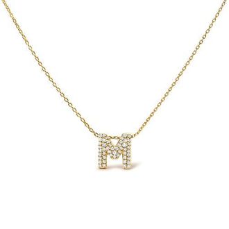 House of Brilliance 10K Gold Diamond Accent A-Z Initial Bubble Pendant Necklace in Yellow | M at Nordstrom