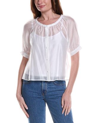 Vince Camuto Scoop Neck Button Down Shirt