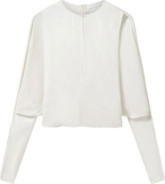 Stella McCartney Satin Cut-Out Top - Dames - Blouses - Beige - M - Overhemden