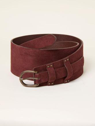 Fat Face FatFace Burgundy Red Suede Waist Belt