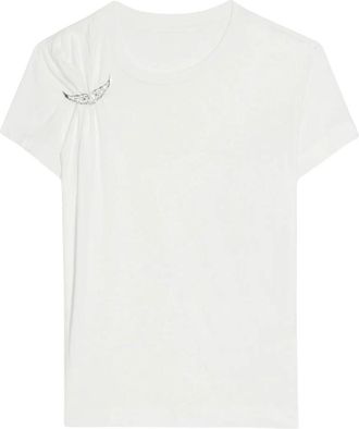 Zadig&Voltaire Suzan Pliss&eacute; T-shirt - Dames - T-shirts - Wit - S - Katoen - Tops