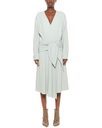 Tibi Chalky Drape Wrap Midi Dress