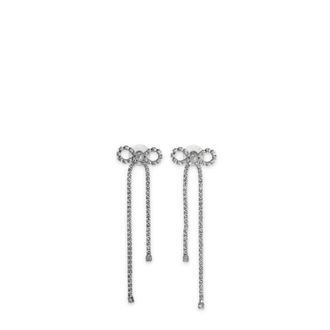 Self Portrait Crystal Droplet Bow Earrings - female - Self Portrait - Earrings - Gray - ONE SIZE - Accessories