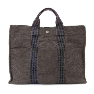 Herm&egrave;s Gray Canvas Handbag Tote Bag (Pre-Owned)