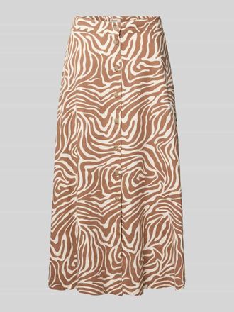 b.young B.Young Midirock aus Leinen-Viskose-Mix mit Knopfleiste Modell FALAKKA in Beige, Gr&ouml;&szlig;e 34