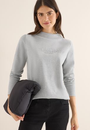 Cecil Sweatshirt CECIL, Damen, Gr. XXL (46), luna grau melange, Sweatware, Obermaterial: 66% Polyester, 25% Baumwolle, 5% metallisierte Fasern, 4% Polyamid,