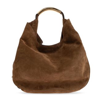 Moschino Handbags, female, Brown, Size: ONE SIZE Suede Handbag
