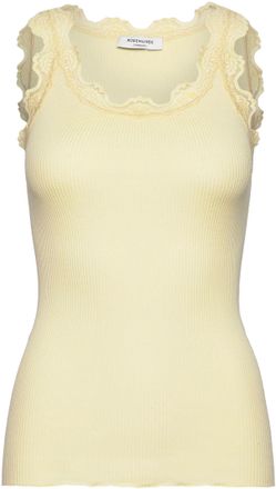 Rosemunde Tanktop ROSEMUNDE Babette Silk Top, Damen, Gr. XL, gelb (zartgelb), Feinripp, Obermaterial: 70% Seide, 30% Baumwolle, k&ouml;rpernah h&uuml;ftlang, tiefer Rundh
