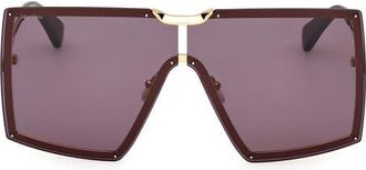 Max Mara 69mm Shield Sunglasses in Shiny Deep Gold/Black /Smoke at Nordstrom