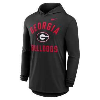 Nike Georgia Campus Arch Nike Mens Dri-FIT College Long-Sleeve Hooded T-Shirt in Black | 01NB00ANGB-SSR