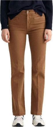 GANT Flare Cotton Jersey Broek - Dames - Regular Fit Jeans - Bruin - W32 - Katoen - Jeans