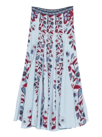 Farm Rio floral-print skirt - Blue