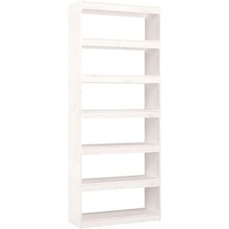 vidaXL Book Cabinet/Room Divider White 80x30x199.5 cm Solid Wood Pine Vidaxl