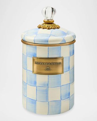MacKenzie-Childs Medium Sky Check Hand-Painted Storage Container
