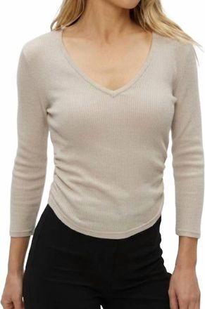 Michael Stars Sylvie V-Neck Tee In Beige