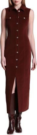 Avec Les Filles Sleeveless Stretch Corduroy Dress in Cognac at Nordstrom, Size 10