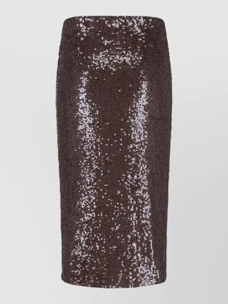 Parosh sequin midi skirt elastic waist slit
