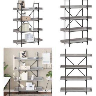 vidaXL Libreria 4 Ripiani Grigio Sonoma 100x33x145,5 Legno Multistrato - Libreria grigia - Libreria con ripiani