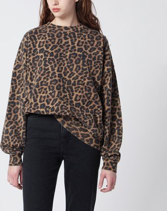 Anine Bing Miles Oversized Sweatshirt With Leopard Print