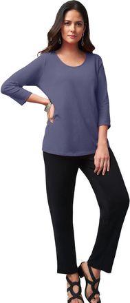 Jessica London Stretch Cotton Scoop Neck Tee in Deep Dusk at Nordstrom, Size 40