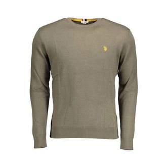 U.S.Polo Association U.S. Polo Assn., Round-neck Knitwear, male, Green, Size: 2XL Cotton Sweater