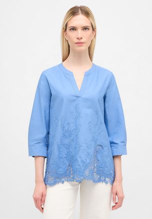 Eterna Schlupfbluse ETERNA LOOSE FIT, Damen, Gr. 36, blau (azurblau), 100% Baumwolle, Blusen Schlupfbluse