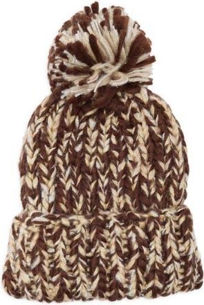 Vince Camuto Chunky Metallic Pom Knit Beanie in Chocolate at Nordstrom Rack