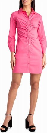 Nicole Miller Harper Stretch Ruched Shirt Dress In Camellia Rose