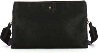 Borbonese Zwarte schoudertas met logoband - Dames - Schoudertassen - Zwart - ONE Size - Tassen