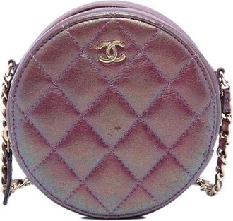 Chanel Pre-owned Vintage Quilted Crossbody Bag - Dames - Vintage Schoudertas - Paars - ONE Size - Leer - Vintage