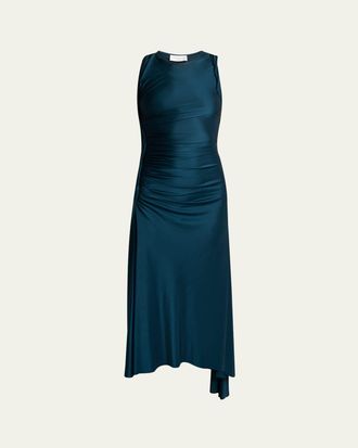 Victoria Beckham Sleeveless Twisted-Trim Satin Midi Dress