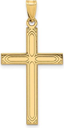 Diamond2Deal 14k Yellow Gold Solid Laser Etched Cross Pendant
