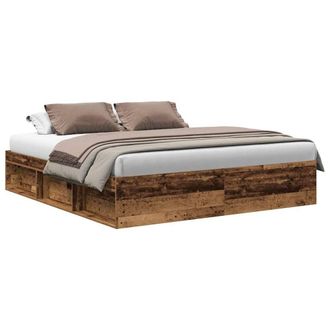 Berkfield Home Bed Frame without Mattress Old Wood 200x200cm Engineered Wood in Brown | Size: 200x200 cm