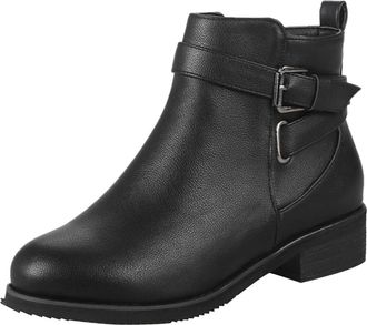 Generic Ankle Boots for Women Walking Ankle Boots Women Shoes Booties Sewing Solid Flat with Shoes Features: Winter Booties Black