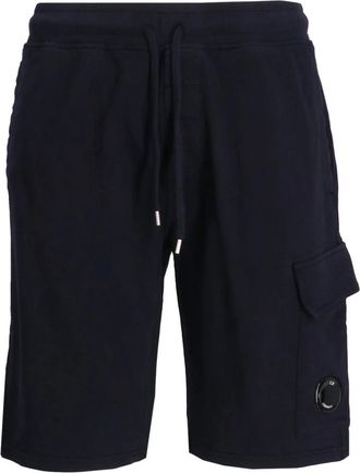 C.P. Company Blauwe Fleece Cargo Shorts - Heren - Korte Broeken - Blauw - S - Katoen - Korte Broeken