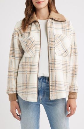 Thread & Supply Plaid Fleece Jacket in Taupe Plaid at Nordstrom, Size X-Large
