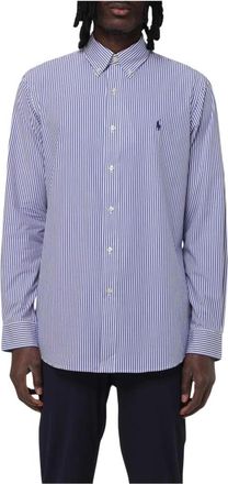 Polo Ralph Lauren Overhemden, Heren, Blauw, XL, Katoen, Gestreept overhemd met lange mouwen